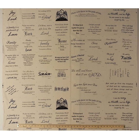 Field's Fabrics 31.5" x 44" Bible Scripture Cotton Fabric, Beige