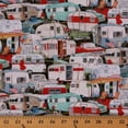 thumbnail image 1 of Field's Fabrics, Cotton Fabric, Vintage Trailers Print, Lawn Chairs Holiday Trucks, Multicolor, 1 of 1