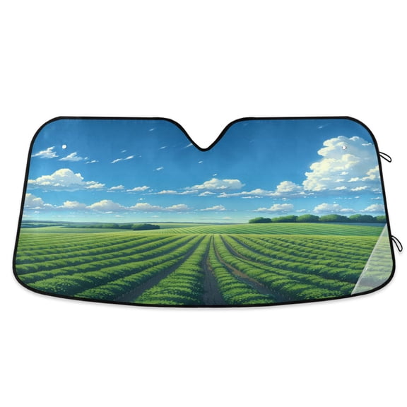 Field under Sky Car Windshield Sun Shade Foldable Car Front Window Visor Heat and UV Protection 53x23.5
