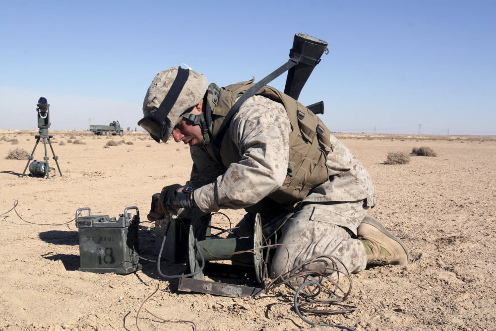 Field wireman connects the communications relay Canvas Art - Stocktrek Images (34 x 23)