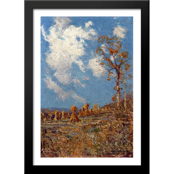Field with Corn Shocks 28x40 Large Black Wood Framed Print Art by Robert Julian Onderdonk