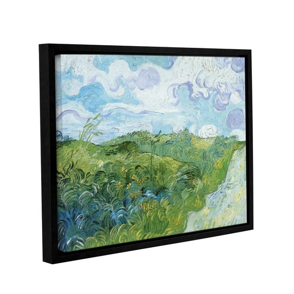 Field with Green Wheat Gallery Wrapped Floater-framed Canvas
