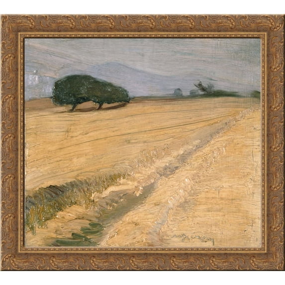 Field with Haystacks 24x20 Gold Ornate Wood Framed Canvas Art by Nikolaos Lytras