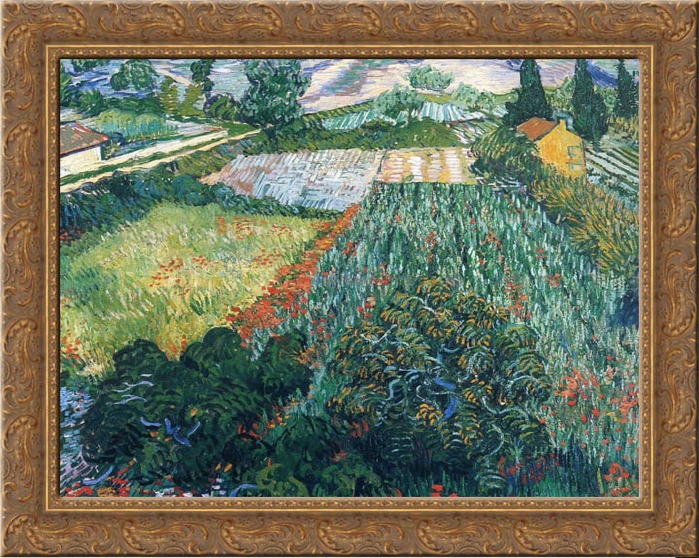 Field with Poppies 24x20 Gold Ornate Wood Framed Canvas Art by Vincent ...