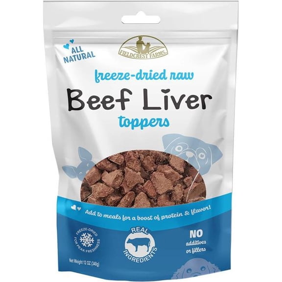 Fieldcrest Farms 7757 12 oz Toppers Dog Food, Beef Liver