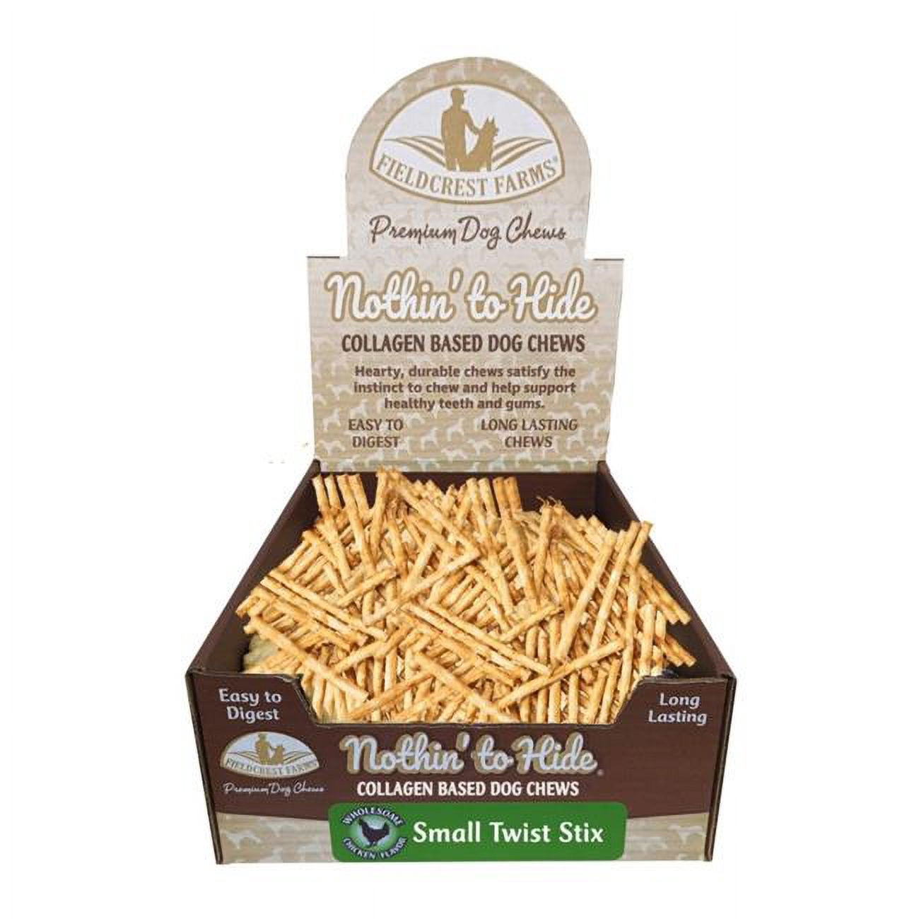 Fieldcrest Farms 810002632297 Farms Nothing to Hide Twist Stix Chicken Dog Treat - 100 Count per Box