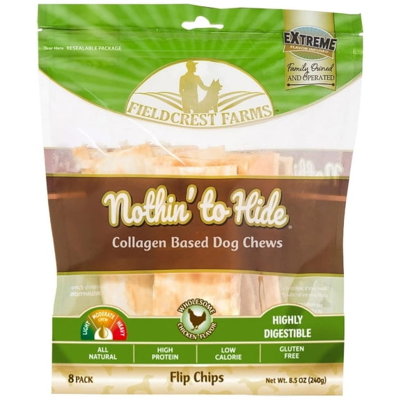 Fieldcrest Farms Nothin to Hide Chicken Flip Chips Dog Chews [Dog Rawhide-Free Treats, New Dog Supplies, Fieldcrest Farms, Dog Supplies] 8 count