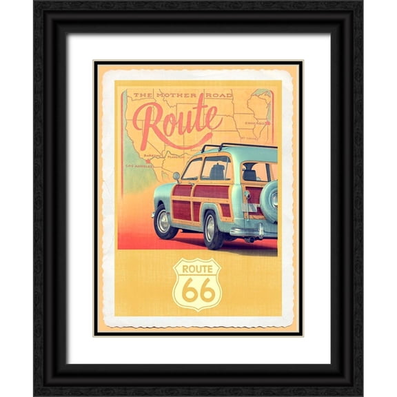 Fielding, Edward M. 14x18 Black Ornate Wood Framed with Double Matting Museum Art Print Titled - Route 66 Vintage Travel