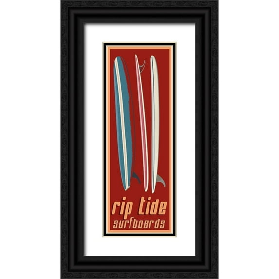 Fielding, Edward M. 9x18 Black Ornate Wood Framed with Double Matting Museum Art Print Titled - Rip Tide