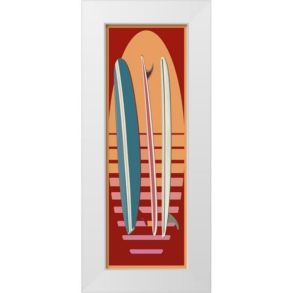 Fielding, Edward M. 9x18 White Modern Wood Framed Museum Art Print Titled - Surfboard Sunset