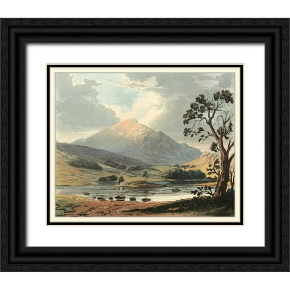Fielding, T.H. 14x12 Black Ornate Wood Framed with Double Matting Museum Art Print Titled - Picturesque English Lake II
