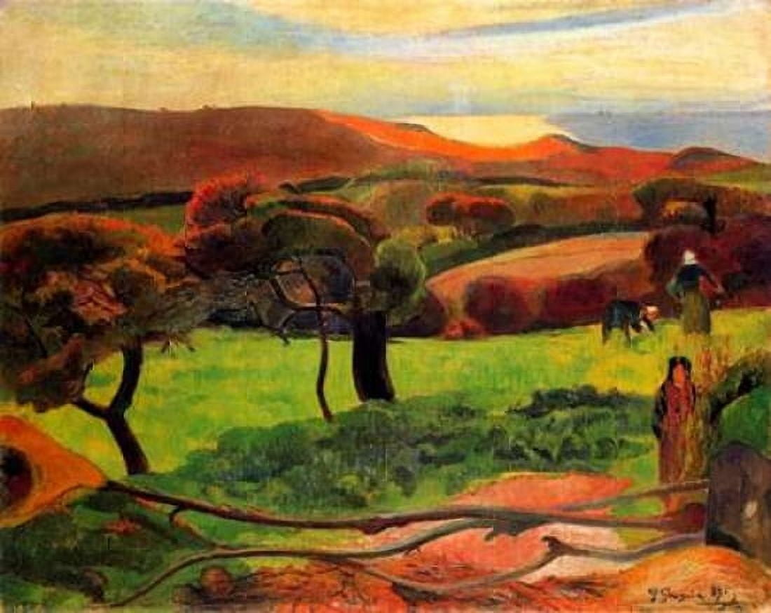 Fields By The Sea Canvas Art - Paul Gauguin (22 x 28)