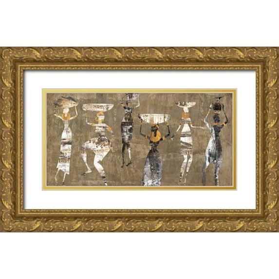 Fields, Cynthia 24x14 Gold Ornate Wood Framed with Double Matting Museum Art Print Titled - African Dance