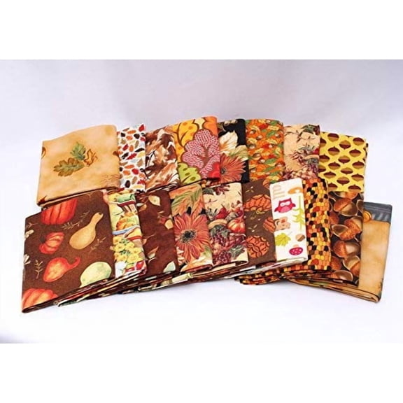 Fields Fabrics 10 Fat Quarters - Autumn Fall Fat Quarter Bundle Autumnal Nature Leaves Quality Quilters Cotton Fabrics M227.02