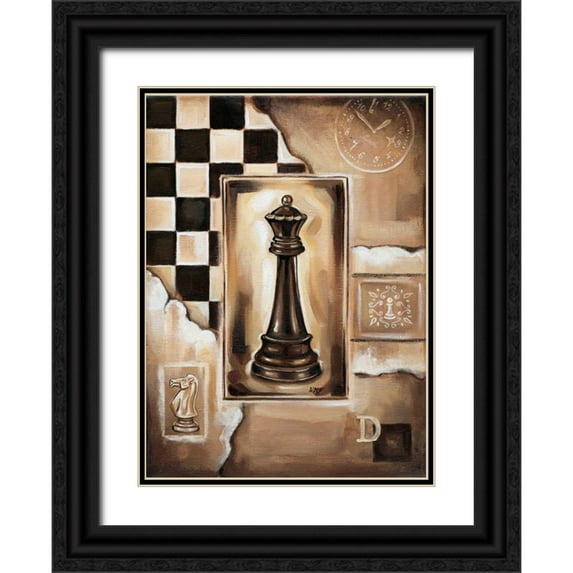 Fields, Wendy 14x18 Black Ornate Wood Framed with Double Matting Museum Art Print Titled - Chess Queen