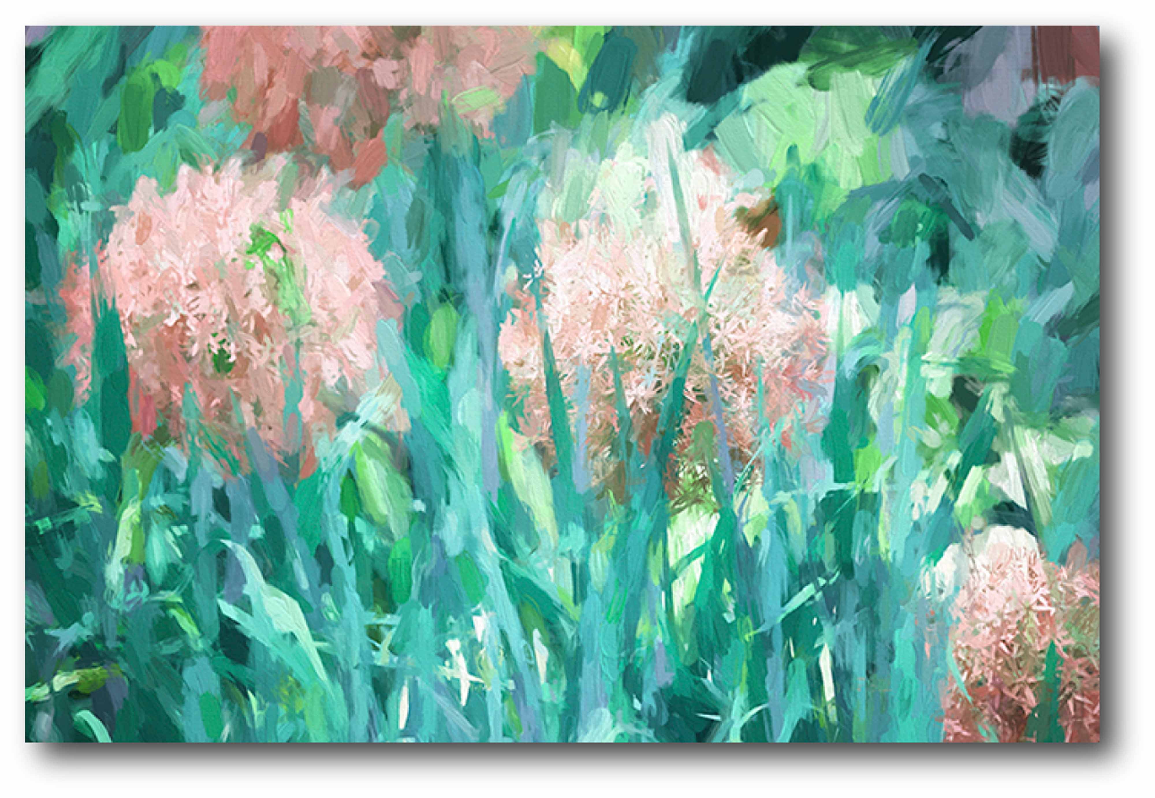 Fields fo Bloom Mint & Pink I Gallery-Wrapped Canvas Wall Art, 16x20