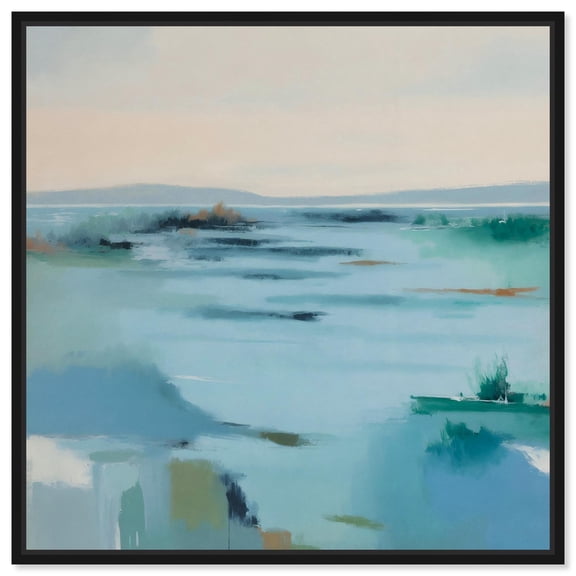 Fields in blue Canvas Print Bedroom Wall Art by Art Remedy, Black Frame, 40 x 40