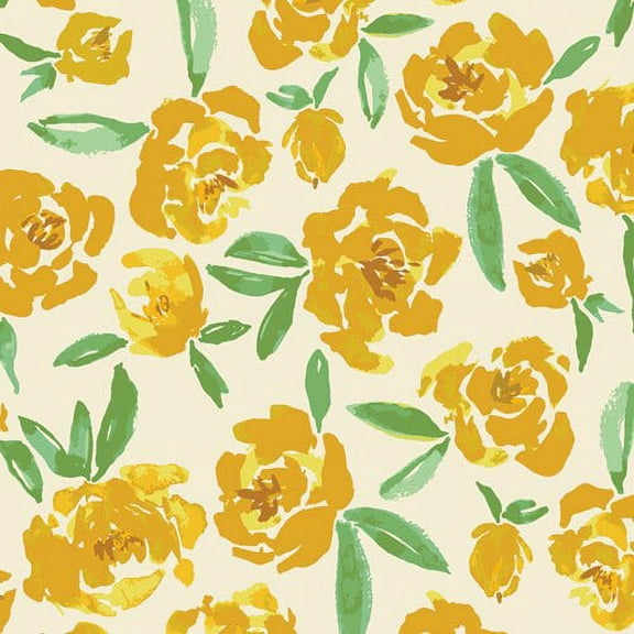 Fields of Goldenrod Floral Fabric, The Open Road AGF cotton fabric, Sold by the Quarter Yard
