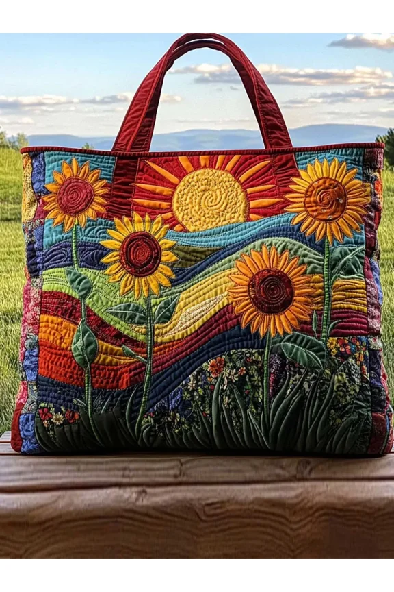 Fields of Joy Quilted Tote Bag