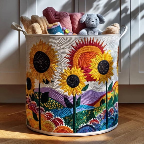Fields of Light Laundry Basket, Floral Canvas Hamper, Housewarming Gift Ideas, Mother's Day Gift, Grandma Birthday Gift, Floral Gift