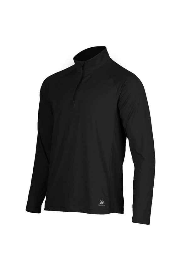 Mens Black Long Sleeve Shirt 1/4 Zip in Large