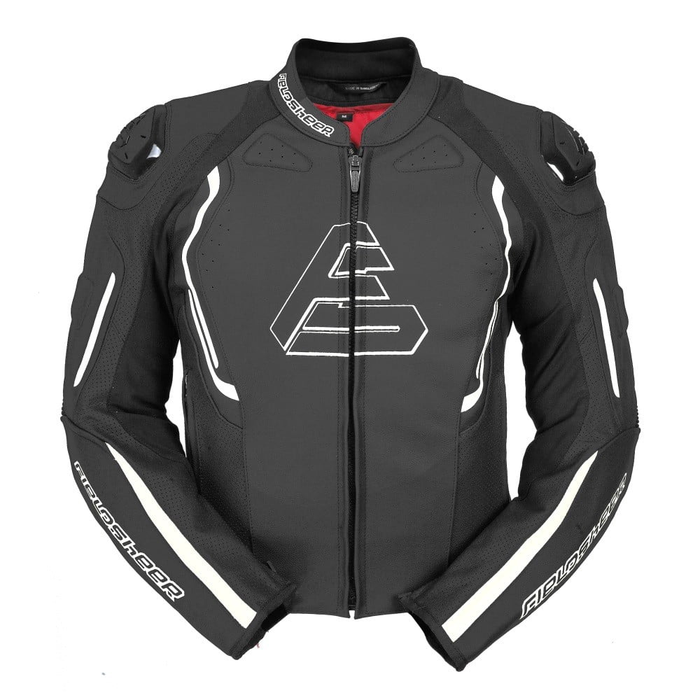 Fieldsheer Monaco Mens Leather Motorcycle Jacket Black White 48 USA Walmart