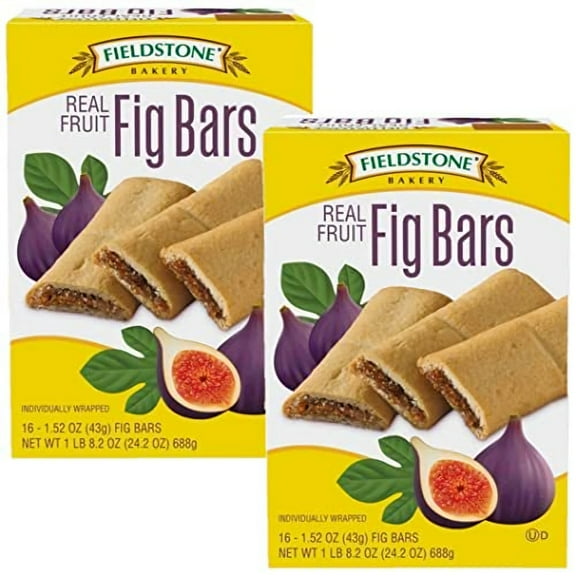 Fieldstone Bakery Fig Bars Individually Wrapped, Value Pack   | 1.52 Oz | Box of 16 | Pack of 2 (32 Total Bars)