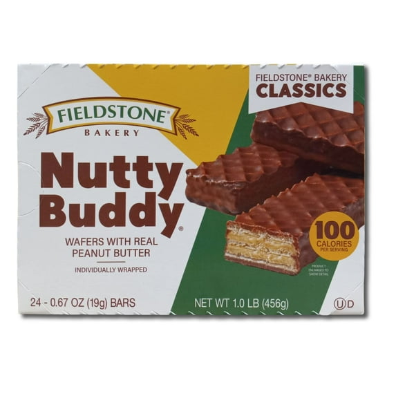 Fieldstone Bakery Chocolate Covered Wafers & Peanut Butter | 24 Count Box | 2 Packs