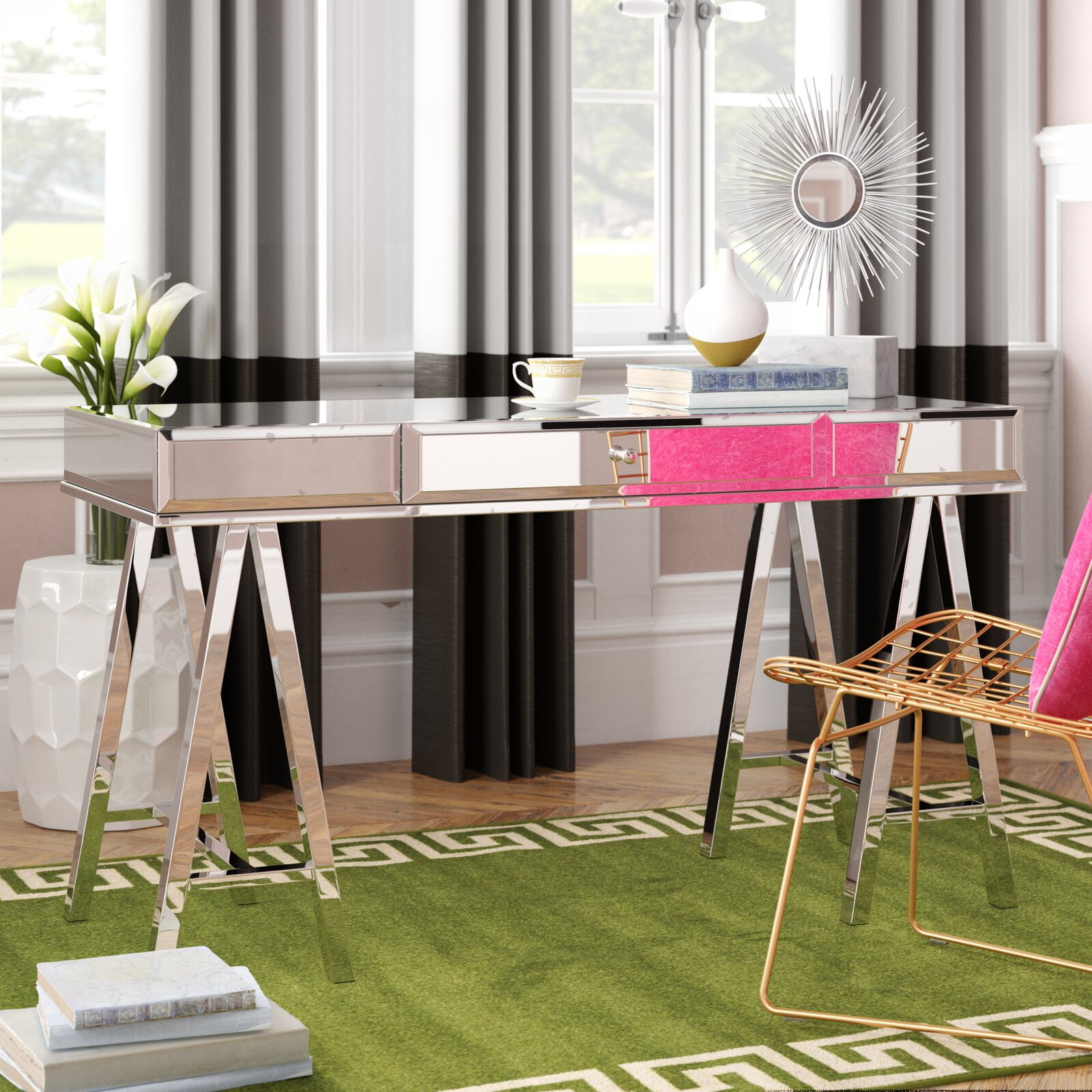 Fien Glass Writing Desk Walmart