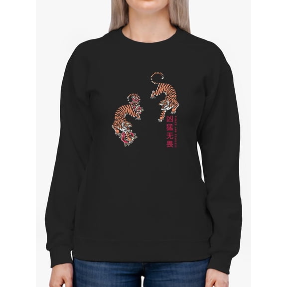 Fierce And Fearless Tigers Sweatshirt Women -Smartprints Designs, Female Large