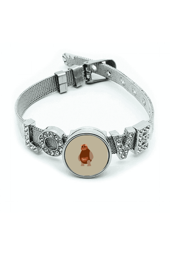 Fierce Bear Lovely Art Deco Fashion Bracelet Wristband Crystal Love Adjustable Bangle