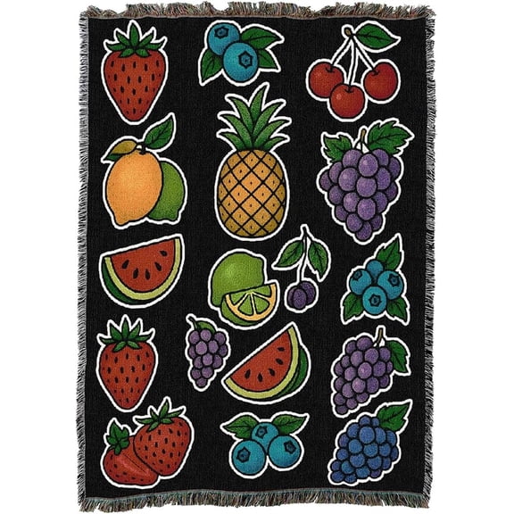 Fierce Blooms - Tattoo Design - Tapestry Throw Blanket Woven from Cotton - Made