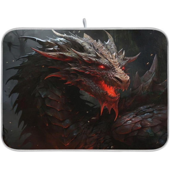Fierce Dragon Dish Drying Mat, Absorbent Microfiber Pad Protector For Kitchen Counter Top Mat Dish Drainboard 16x18in Home Decor