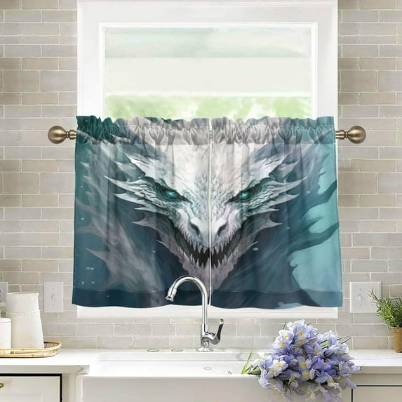 Fierce Dragon Kitchen Curtains 36 Inch Length Blackout Thermal Insulating Tier Curtains with Rod Pockets Short Curtains Home for Living Room/Bedroom Home Decor