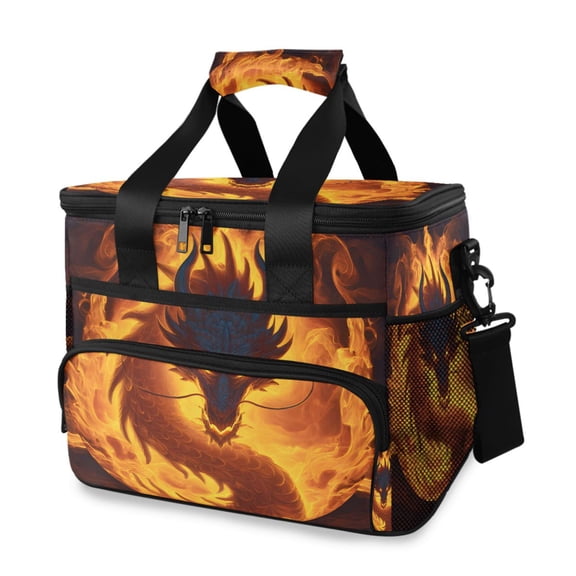 Fierce Dragon with Fire Portable Cooler Lunch Box Reusable Insulated Lunch Bag Leakproof 15L