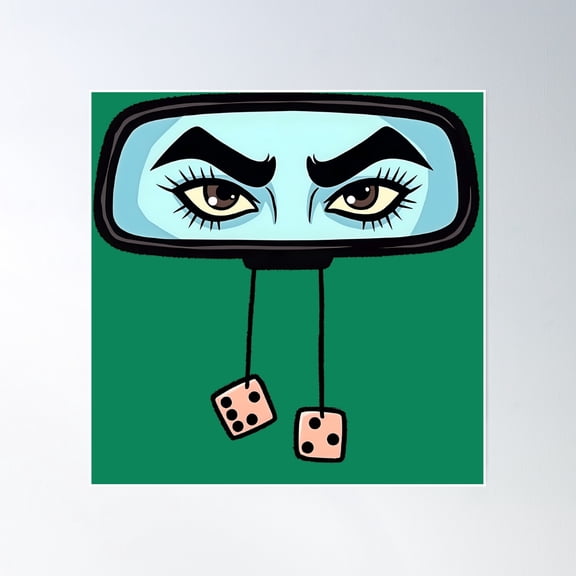 Fierce Eyes In Rearview Mirror - Bold Retro Vibe Poster Wall Art, Modern Wall Decor, 24x36 UNFRAMED