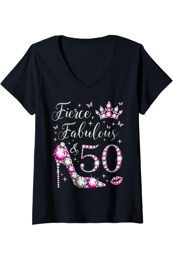 Fierce Fabulous & 50 Years Old 50Th Birthday Pink Unisex Men Women T-Shirt S-5Xl - Best Birthday Gifts