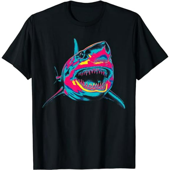 Fierce Great White Shark: Realistic Glow Art T-Shirt