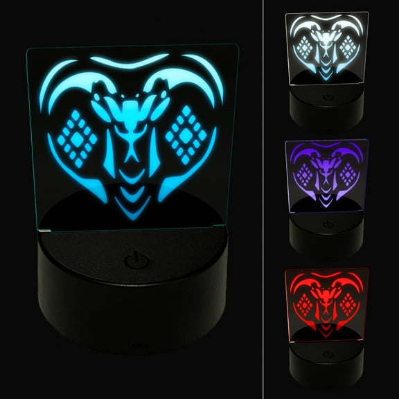 Fierce Hooded King Cobra Snake Head LED Night Light Sign 3D Illusion Desk Nightstand Lamp