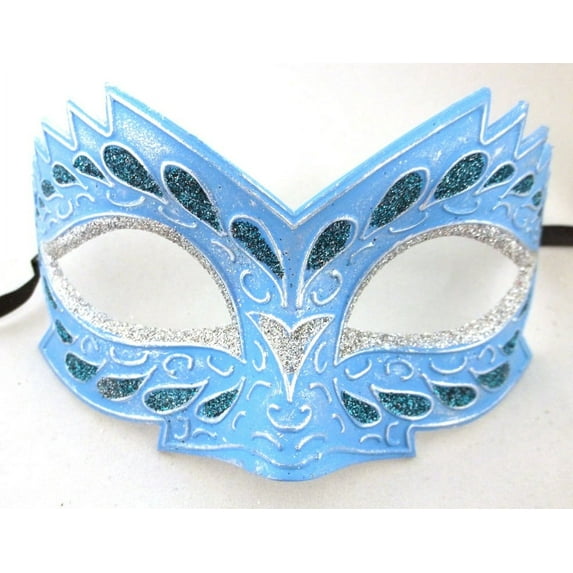 Fierce Light Blue Silver Venetian Masquerade Mardi Gras Mask New Years