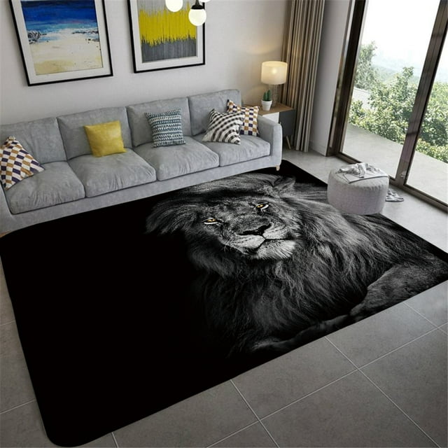 Fierce Lion Art Premium Carpet Animal Print Carpet Living Room Bedroom
