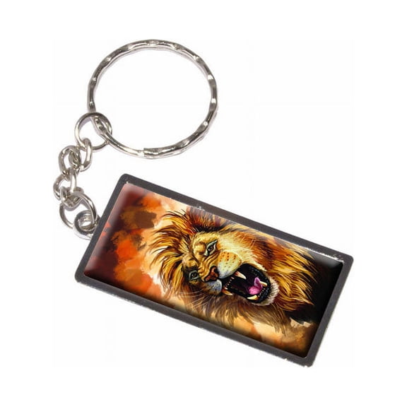 Fierce Lion Roar Big Cat Africa Keychain Key Chain Ring