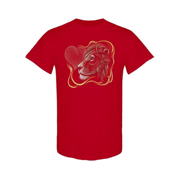 Fierce Lion With Heart T-Shirt Men -Image by Shutterstock, Male 3X-Large