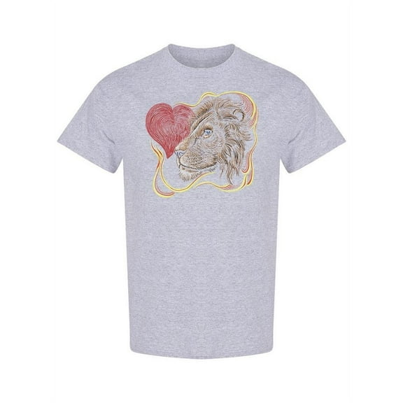 Fierce Lion With Heart T-Shirt Men -Image by Shutterstock, Male x-Large