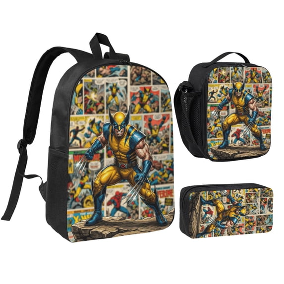 Fierce Mutant Hero Art Backpack 3Pcs Set, Lightweight Water Resistant Casual Rucksack, 17"