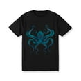 thumbnail image 1 of Fierce Octopus Graphic Tee Shirt Short Sleeve Round Neck Casual Tops Short Sleeve Crew Neck Black S-5XL, 1 of 5