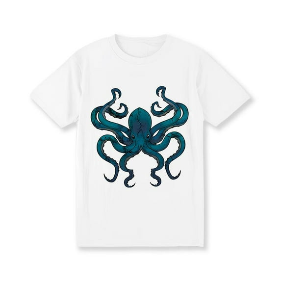 Fierce Octopus Graphic Tee Shirt Short Sleeve Round Neck Casual Tops Short Sleeve Crew Neck White S-5XL