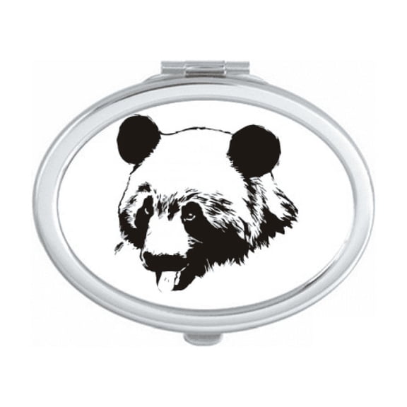 Fierce Outline Panda Cat Handsome Mirror Portable Fold Hand Makeup Double Side Glasses