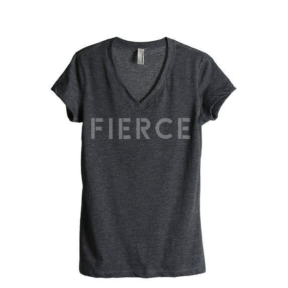 Fierce | Rejoice Always Women's Fashion Relaxed V-Neck T-Shirt Tee Charcoal Grey X-Large