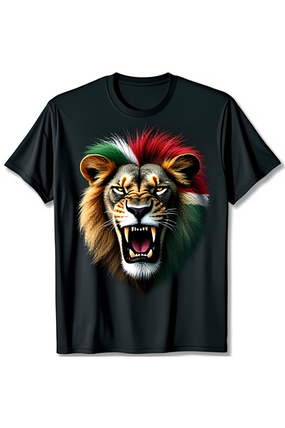 Fierce Roaring Graphic Black T-Shirt with Colorful Design